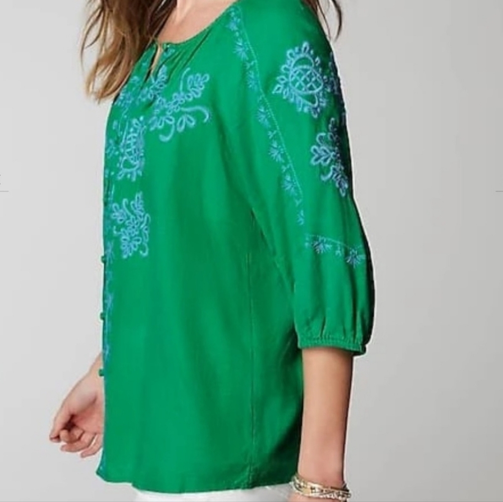J Jill Linen Modal Blend Embroidered Boho Top XL - Picture 11 of 11